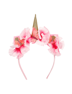 Frontino Unicorno con corno e decorazione floreale - Lilyanne