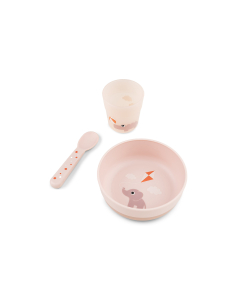 Set Pappa Foodie - Ciotola Bicchiere e Cucchiaio - Elphee & Croco - Cipria - 100% PP Alimentare