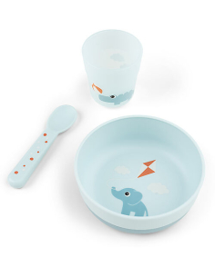 Set Pappa Foodie - Ciotola Bicchiere e Cucchiaio - Elphee & Croco - Blu - 100% PP Alimentare