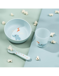 Set Pappa Foodie - Ciotola Bicchiere e Cucchiaio - Elphee & Croco - Blu - 100% PP Alimentare 2
