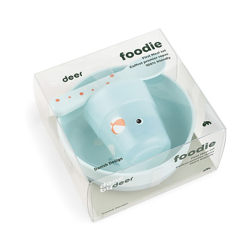 Set Pappa Foodie - Ciotola Bicchiere e Cucchiaio - Elphee & Croco - Blu - 100% PP Alimentare