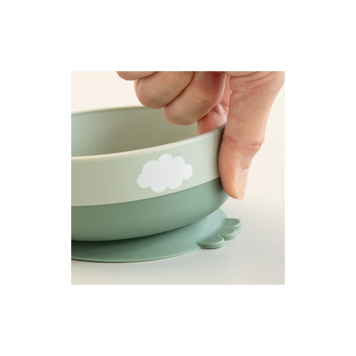 Set Pappa Foodie - Ciotola Tazza e Cucchiaio - Happy Clouds - Verde - 100% PP Alimentare