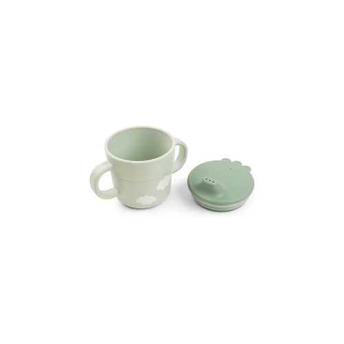 Set Pappa Foodie - Ciotola Tazza e Cucchiaio - Happy Clouds - Verde - 100% PP Alimentare