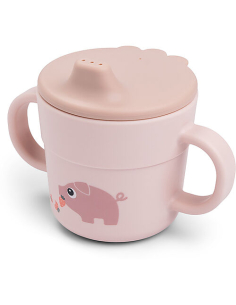 Tazza con Beccuccio e Manici - Tiny Farm - Cipria - 100% Silicone Alimentare
