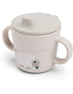 Tazza con Beccuccio e Manici - Tiny Farm - Sabbia - 100% Silicone Alimentare