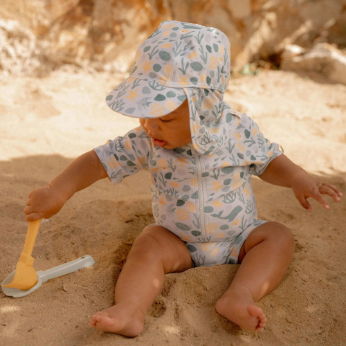 Cappello da mare con falda protettiva - Seasashells and Stripes