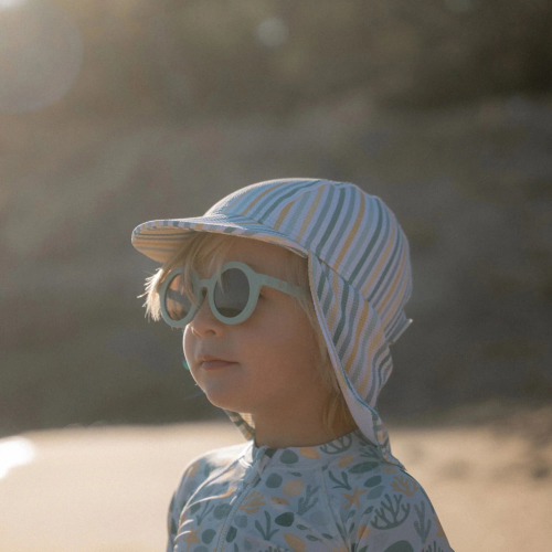 Cappello da mare con patta protettiva - Seasashells and Stripes - Striped