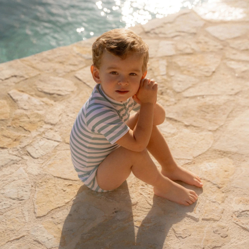 Pannolino da nuoto contenitivo - Seasashells and Stripes -  Green