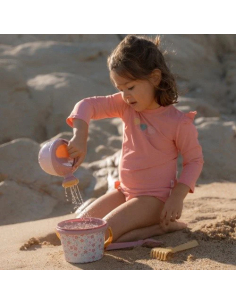 Set da spiaggia 5 pezzi con paletta e secchiello Pink Flowers 2
