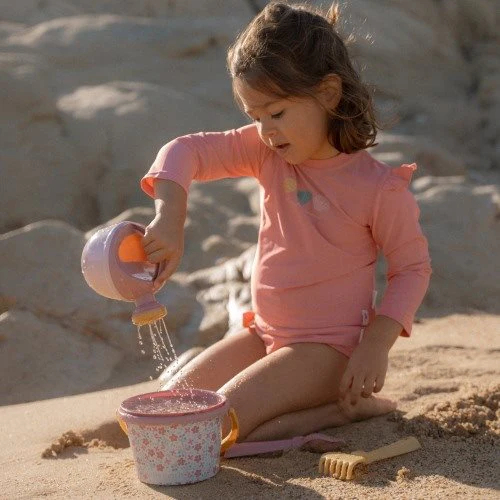 Set da spiaggia 5 pezzi con paletta e secchiello Pink Flowers