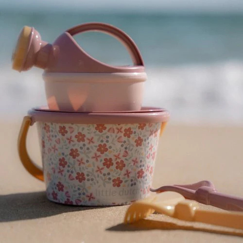 Set da spiaggia 5 pezzi con paletta e secchiello Pink Flowers