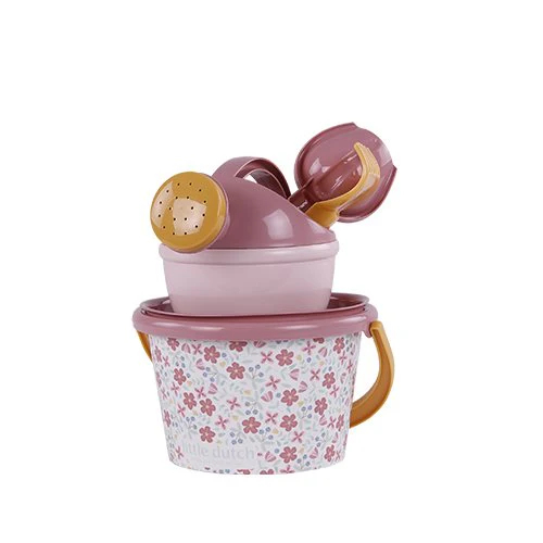 Set da spiaggia 5 pezzi con paletta e secchiello Pink Flowers