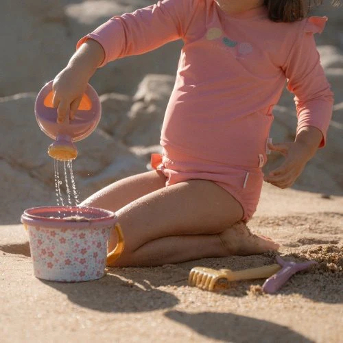 Set da spiaggia 5 pezzi con paletta e secchiello Pink Flowers