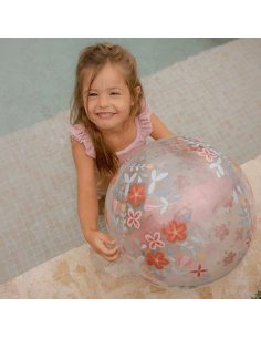 Pallone da spiaggia trasprante con figura 3D Flowers 35 cm 2