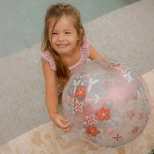 Pallone da spiaggia trasprante con figura 3D Flowers 35 cm