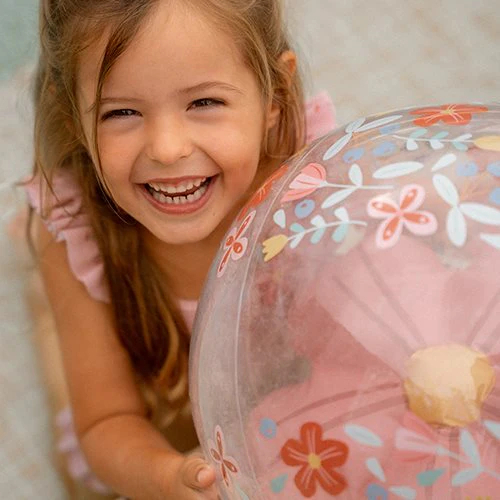 Pallone da spiaggia trasprante con figura 3D Flowers 35 cm