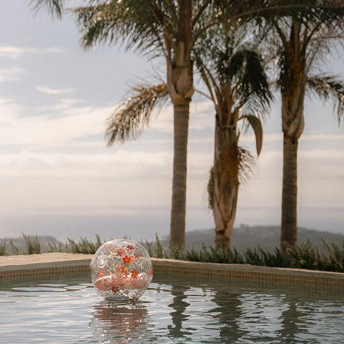 Pallone da spiaggia trasprante con figura 3D Flowers 35 cm