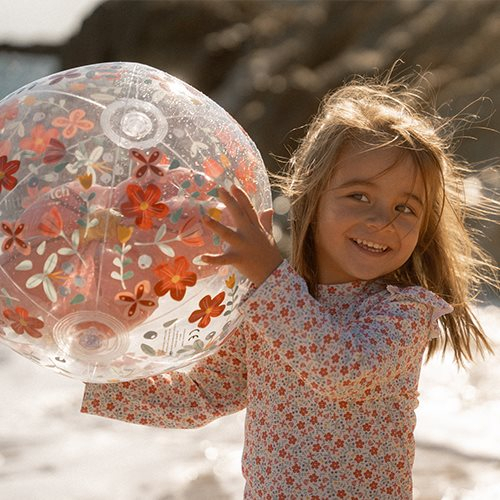 Pallone da spiaggia trasprante con figura 3D Flowers 35 cm