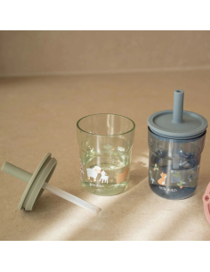 Bicchiere 2 in 1 con cannuccia 250 ml Little Farm 2