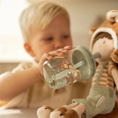 Bicchiere 2 in 1 con cannuccia 250 ml Little Farm Bicchiere 2 in 1 con cannuccia 250 ml Little Farm