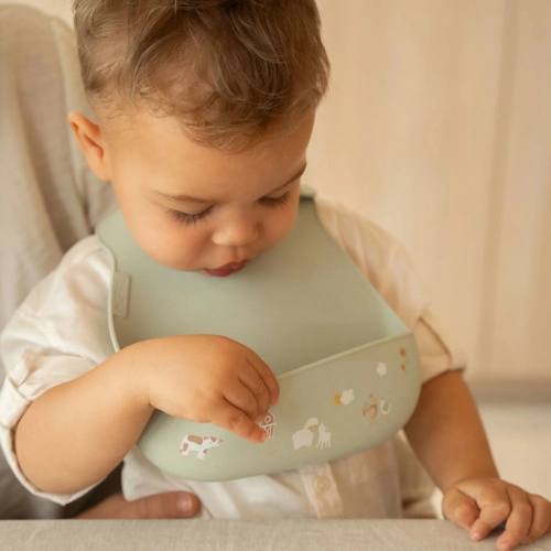 Bavaglio silicone con tasca - Little Farm Bavaglio silicone con tasca - Little Farm