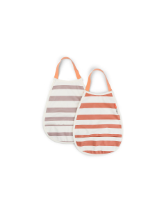 Set da Due Bavaglini Impermeabili con Tasca - Papaya e Cipria