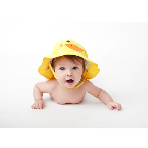 Set Baby Costumino Contenitivo + Cappellino, Anatroccolo con protezione solare UPF 50+