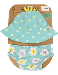 Set Baby Costumino Contenitivo + Cappellino, Margherita con protezione solare UPF 50+ 2