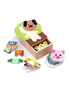Scatolina Puzzle in legno - 6 animali