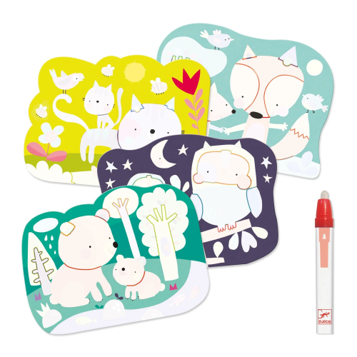 Disegni magici da colorare con acqua - Animali nel Bosco