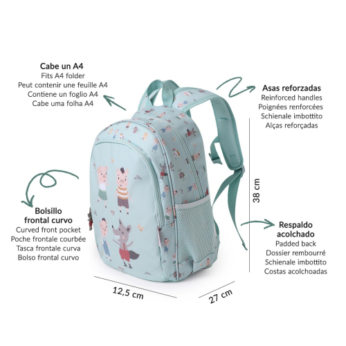 Zaino Medio - Little Pigs + portachiavi Lupo