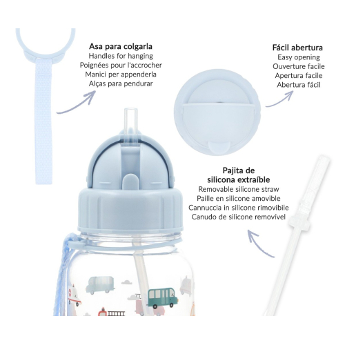 Borraccia Plastica con cannuccia - City Cars