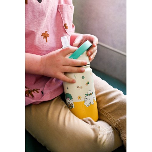 Borraccia IN ACCIAIO INOX con cannuccia a scomparsa 420 ml - Funky Dogs