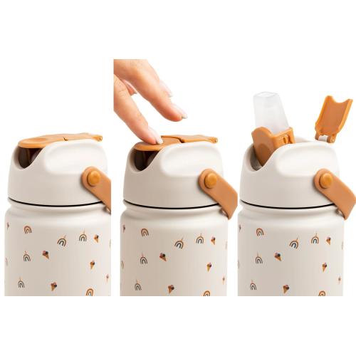 Borraccia IN ACCIAIO INOX con cannuccia a scomparsa 420 ml - Veggie Pals