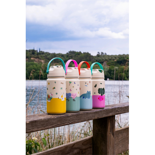 Borraccia IN ACCIAIO INOX con cannuccia a scomparsa 420 ml - Veggie Pals