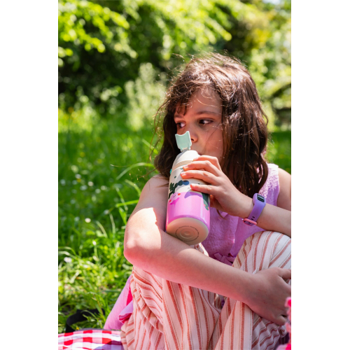 Borraccia IN ACCIAIO INOX con cannuccia a scomparsa 420 ml - Veggie Pals