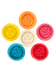 Set di 6 Barattoli di pasta modellabile Naturale Glitter - rosa,azzurro,verde,viola,giallo,arancio 2