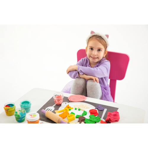 Set di 6 Barattoli di pasta modellabile Naturale Glitter - rosa,azzurro,verde,viola,giallo,arancio