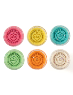 Set di 6 Barattoli di pasta modellabile Naturale Glitter - rosa,azzurro,verde,viola,giallo,arancio