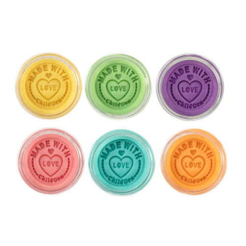 Set di 6 Barattoli di pasta modellabile Naturale Pastel - rosa,azzurro,verde,viola,giallo,arancio