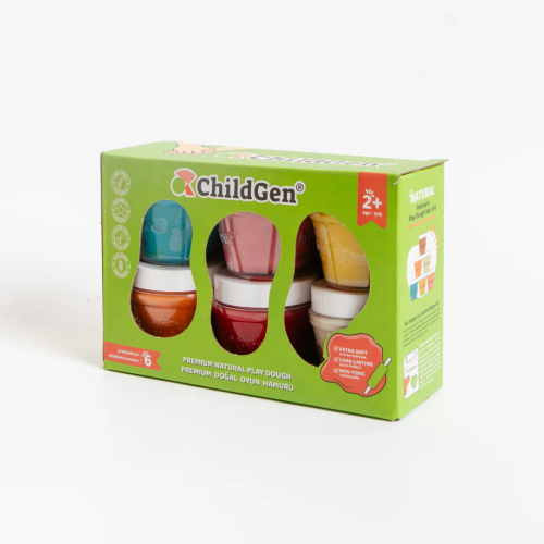 Set di 6 Barattoli di pasta modellabile Naturale Pastel - rosa,azzurro,verde,viola,giallo,arancio