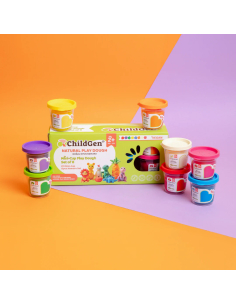 Set di 8 mini Barattoli di pasta modellabile Naturale - rosa,azzurro,verde,viola,giallo,arancio,rosso,beige 2