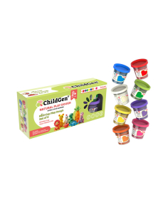 Set di 8 mini Barattoli di pasta modellabile Naturale - rosa,azzurro,verde,viola,giallo,arancio,rosso,beige
