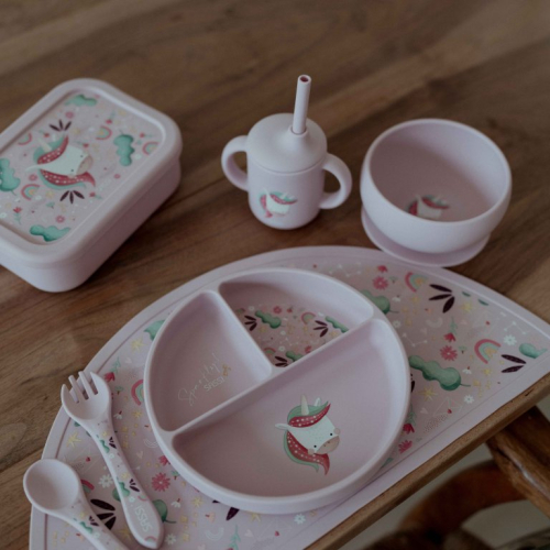 Ciotola con ventosa in silicone - Unicorno Sparkly