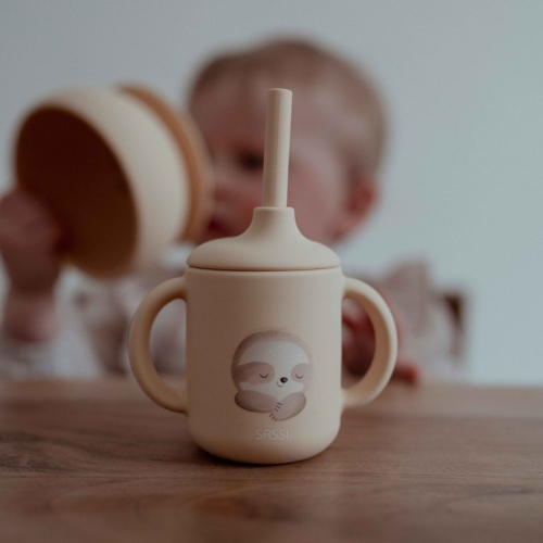 Bicchiere con cannuccia in silicone - Bradipo Gnawy