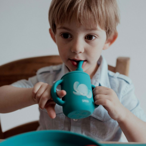 Bicchiere con cannuccia in silicone - Elefante Chewy