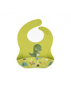 Bavaglino con tasca in silicone - Dinosauro Cracky