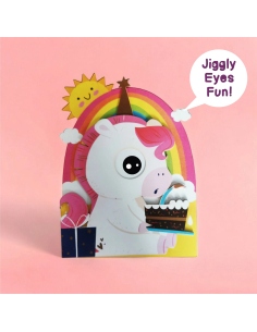 Biglietto auguri  Jiggly Eyes Unicorno