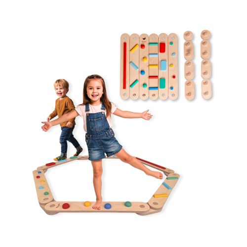 Percorso Sensoriale di Equilibrio Montessori - Sviluppo Psicomotorio - 2+ anni - in Legno