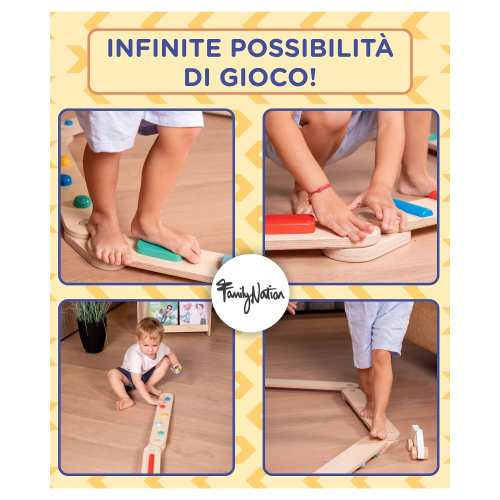 Percorso Sensoriale di Equilibrio Montessori - Sviluppo Psicomotorio - 2+ anni - in Legno